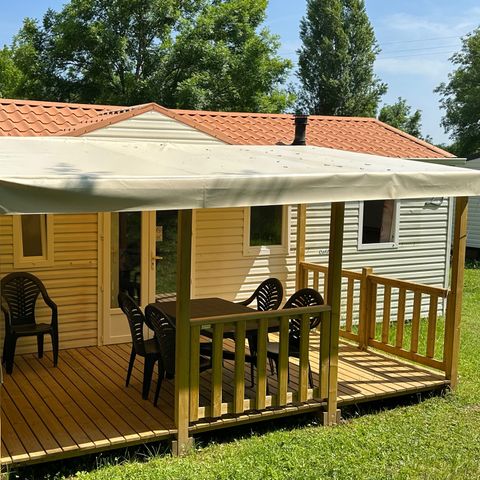 Mobilheim 5 Personen - Mobilheim LOUISIANE : 2 Schlafzimmer - Überdachte Terrasse - 4 Betten + 1 Einzelbett - Großer Kühlschrank 4/5 Pers.