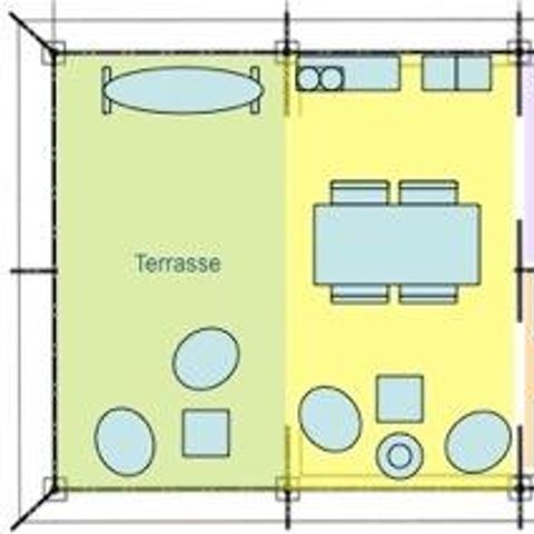 TENT 5 personen - Freeflower Confort 37m² (2 kamers) inclusief overdekt terras 13m² (geen sanitair)