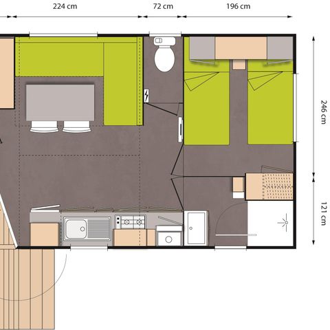 MOBILHOME 4 personnes - Confort 30-33m² (2 chambres - 1 salle de bain) TV