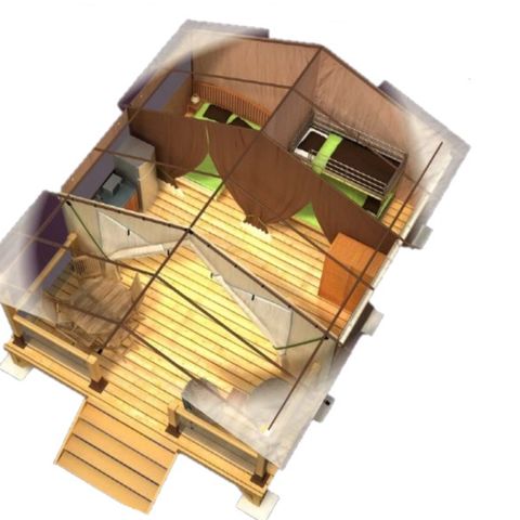 Bungalowzelt 5 personen - 2 Zimmer 30m² - ohne Sanitäranlagen