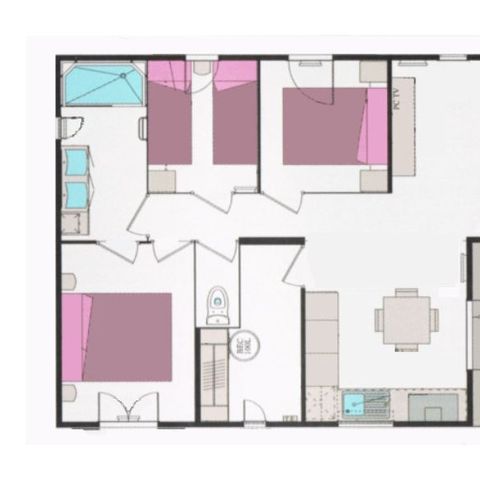 CHALET 7 personas - Confort+ 7 plazas 3 dormitorios 70m² (2 dormitorios)