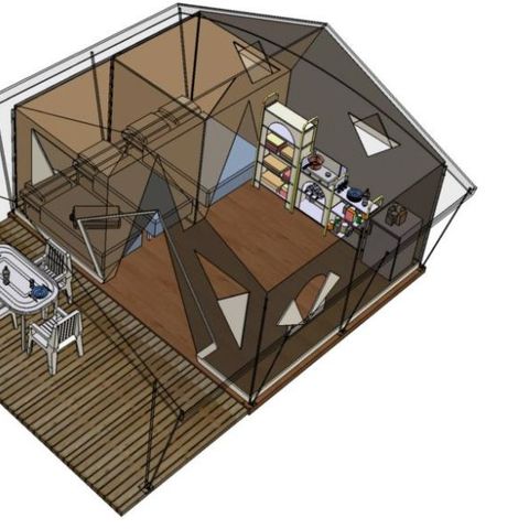 Bungalowzelt 4 personen - 2 Zimmer 20m² - ohne Sanitäranlagen