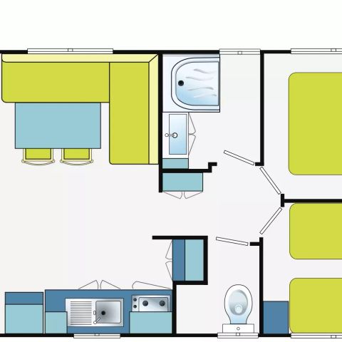 Stacaravan 6 personen - 3 Kamers 4/6 Personen Airconditioning + TV