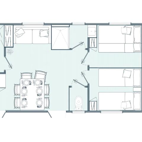 Mobilheim 6 personen - 3 Schlafzimmer - Freizeit - TV - KLIMA