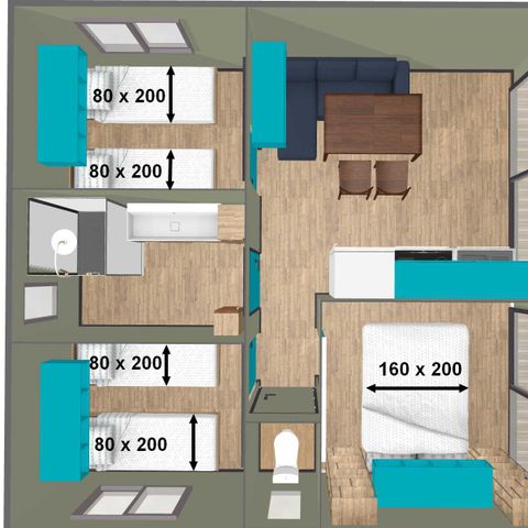 CHALET 6 personnes - Chalet Privilège Grand Panoramic - 3 chambres- 33m2, terrasse couverte de 14m2