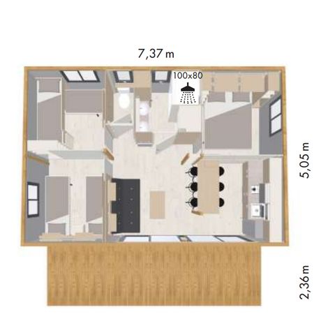 CHALET 6 people - PRIVILEGE Marsanne - 3 bedrooms - TV - 35m2, covered terrace of 17m2