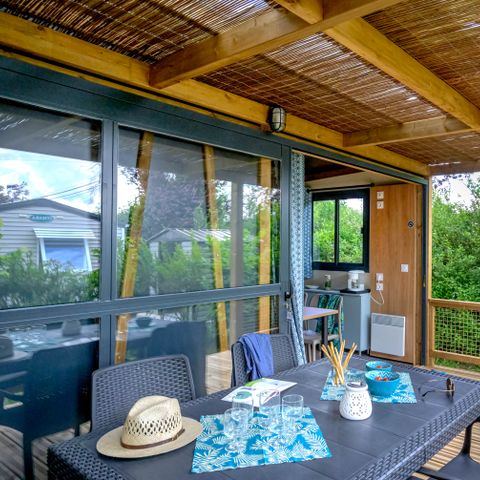 Stacaravan 5 personen - Cottage Morea Confort 25m² 2 kamers + overdekt terras 1/5 pers