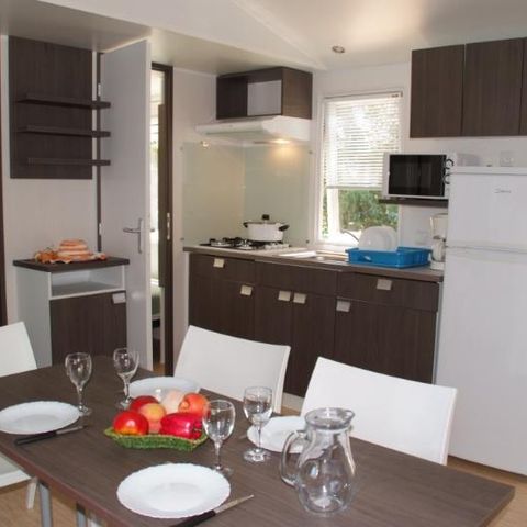 Mobilheim 6 personen - Mobilheim Confort 29m² 3 Schlafzimmer + überdachte Terrasse - ohne TV - ohne Klimaanlage 6 pers.