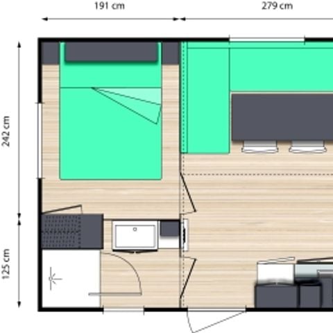 Mobile home 6 persons - Comfort mobile-home 29m² 3 bedrooms + covered terrace - without tv - without air-conditioning 6 pers