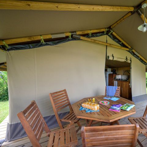 CANVAS AND WOOD TENT 5 people - Lodge Kenya Confort 35m² 2 bedrooms + covered terrace 4/5 pers