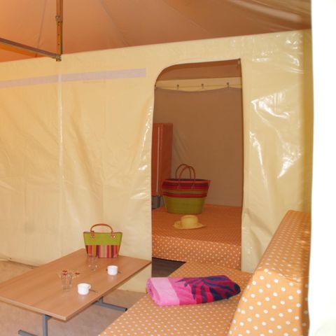 Glampingtent 6 personen - Ingerichte TENT 20m² 2 slaapkamers (zonder sanitair) 5 personen