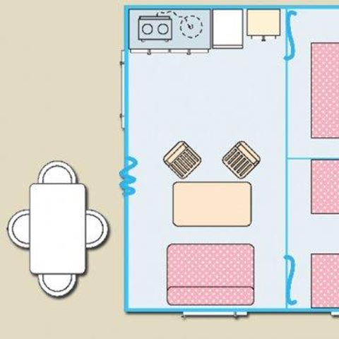 Bungalowzelt 6 personen - Ausgestattetes ZELT 20m² 2 Zimmer (ohne Sanitäranlagen) 5 Pers.