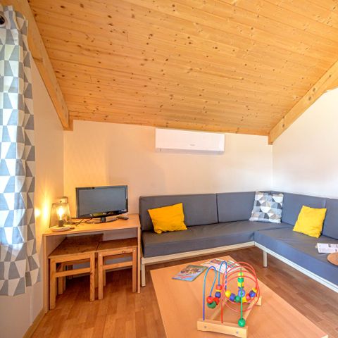 Chalet 5 personen - Chalet Premium 35m² 2 Zimmer + überdachte Terrasse + Klimaanlage + TV + LV 5 Pers.