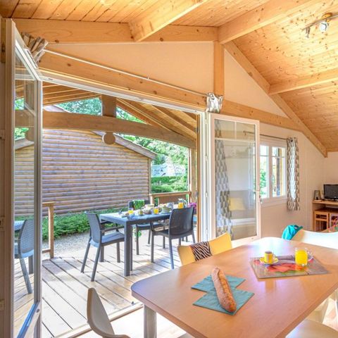 Chalet 5 personen - Chalet Premium 35m² 2 kamers + overdekt terras + airconditioning + TV + LV 5 pers