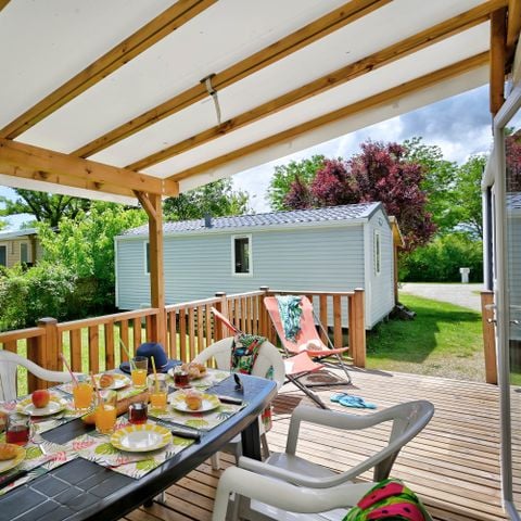 BUNGALOW 6 personnes - Mobil-home Confort 29m² 3 chambres + terrasse couverte + climatisation + TV 6 pers