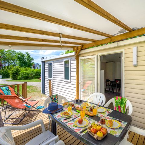 MOBILHOME 6 personnes - Mobil-home Confort 29m² 3 chambres + terrasse couverte + climatisation + TV 6 pers
