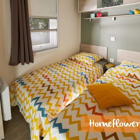 Mobilhome 6 personas - CABAÑA Premium 35m² 3 habitaciones + TV + Lavavajillas + aire acondicionado + XL terraza semicubierta 1/6 pers