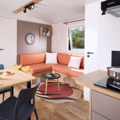 MOBILHOME 4 personas - CABAÑA Premium 2ch 29m² 2 dormitorios + TV + Lavavajillas + aire acondicionado + plancha + terraza XL