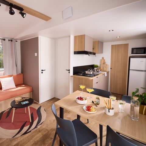Mobilheim 4 Personen - COTTAGE Premium 2ch 29m² 2 Zimmer + TV + Geschirrspüler + Klimaanlage + Plancha + XL-Terrasse
