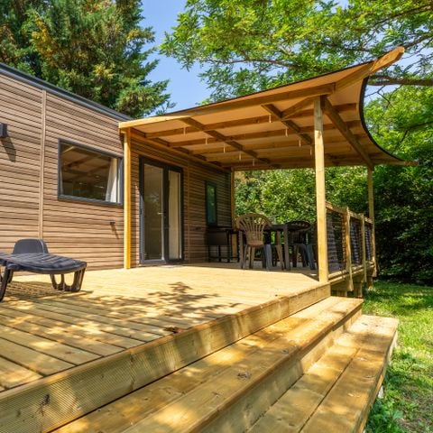 Mobilheim 6 Personen - COTTAGE Premium Private SPA 35m² 3 Zi. + TV + Geschirrspüler + Klimaanlage + Plancha + XL-Terrasse