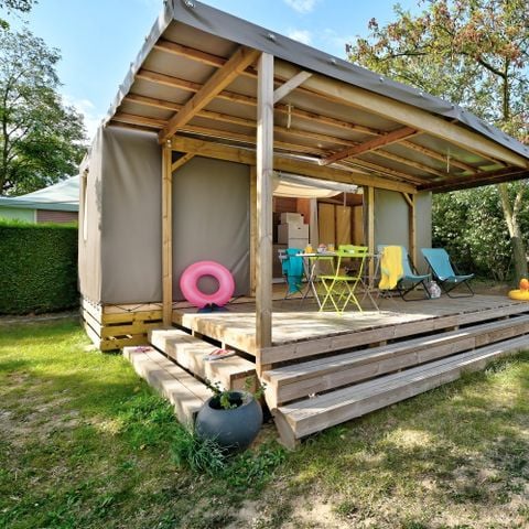 TENTE TOILE ET BOIS 4 personnes - Lodge Maori Confort 17m² (2 chambres) - sans sanitaires + terrasse couverte 2/4 pers