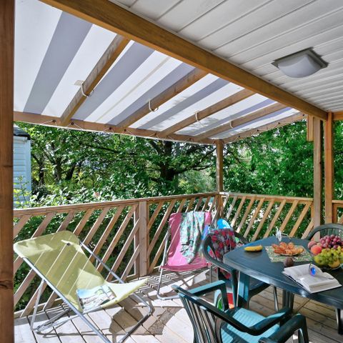 BUNGALOW 4 personnes -  Mobil home Premium 27m² (2 chambres) + terrasse couverte +Lave vaisselle + TV + Climatisation 4 pers
