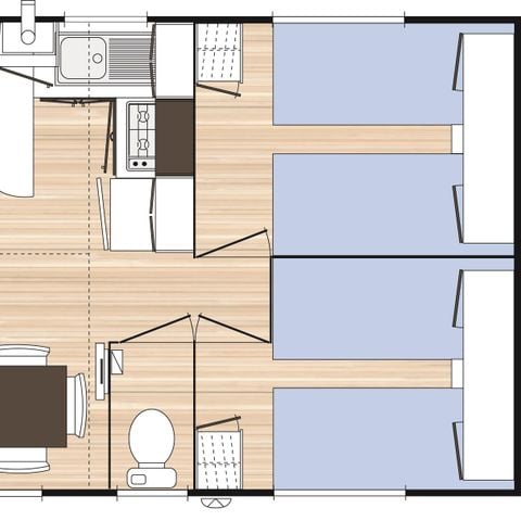 CASA MOBILE 6 persone -  Casa mobile Confort 31m² (3 camere) + terrazza coperta + TV 6 pers.