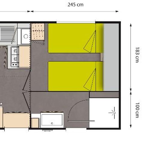 MOBILHOME 4 personnes - Mobil home Confort 23/27m² - 2 chambres - terrasse couverte + TV 4 pers