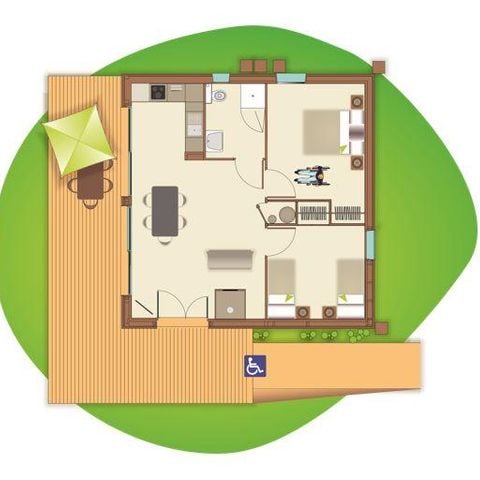 CHALET 6 personnes - 2 chambres - Adapté pour personne à mobilité réduite (PMR)