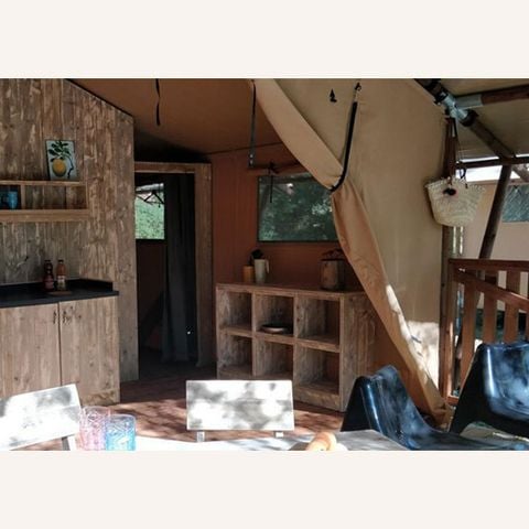 Tent van canvas en hout 4 personen - LUXE LODGE AAN DE RIVIER