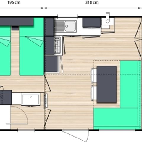 MOBILHOME 4 personas - Le Chêne (2 habitaciones) + gran terraza + TV WIFI gratuito*.