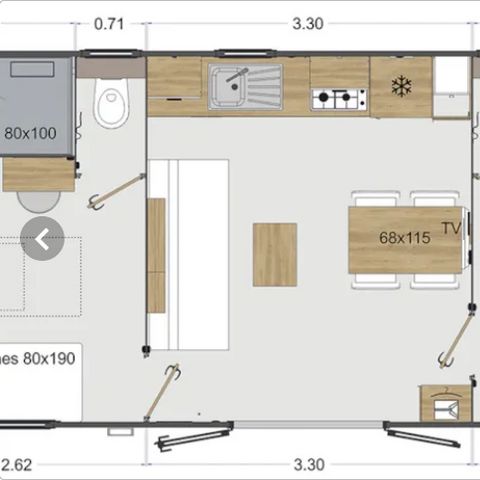 MOBILHOME 4 personnes - Olivier (2023), 2 chambres 2salles de bain, grand salon (tv), terrasse, wifi