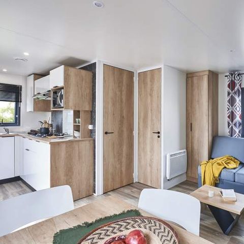 Mobilheim 8 personen - Family Premium 8 Personen (2023) große halbüberdachte Terrasse + TV + Geschirrspülmaschine+WIFI