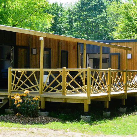 Stacaravan 8 personen - Family Premium 8 Personen (2023) groot half overdekt terras + TV + vaatwasser + WIFI