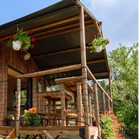 MOBILHOME 5 personnes - cottage premium Dimanche (2022) bord de rivière, 2 chambres, terrasse couverte 5 pers