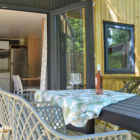 Mobilheim 4 personen - Mobilheim "Olivier" (2023) Sonntag, 2 Schlafzimmer 2 Badezimmer, großes Wohnzimmer (tv), Terrasse