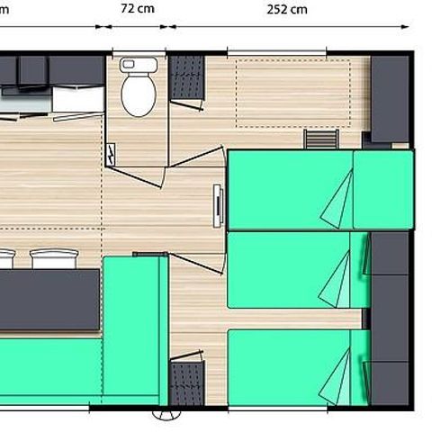 Mobile home 6 persons - Mobile-home Le Platane (3 bedrooms) RIVER FRONT - Large terrace - TV