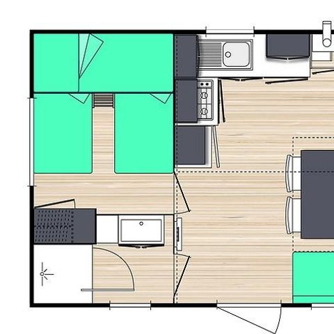Mobile home 4 persons - Le Chêne (2 bedrooms) - BORD RIVIERE - Renovated 2024