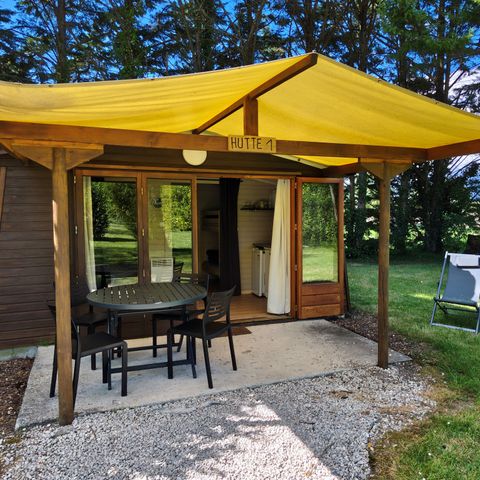 Canvas and wooden tent 4 persons - HUT (WITHOUT SANITARY FACILITIES)
