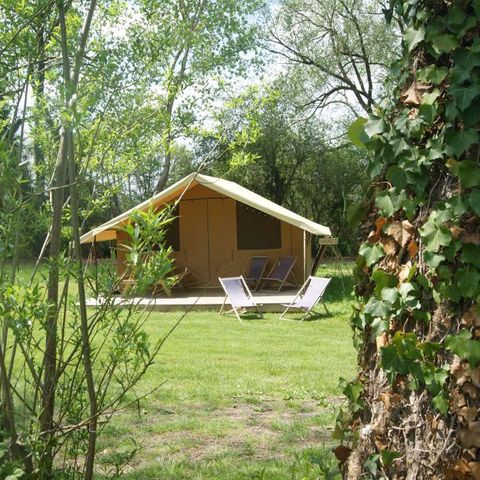 Tente en toile et en bois 4 personnes - TENTE SAFARI (SANS SANITAIRES)