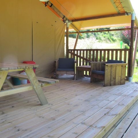 TENDA IN TELA E LEGNO 5 persone - Safari, 2 camere da letto con terrazza coperta, 38m².