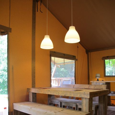 TENDA IN TELA E LEGNO 5 persone - Safari, 2 camere da letto con terrazza coperta, 38m².