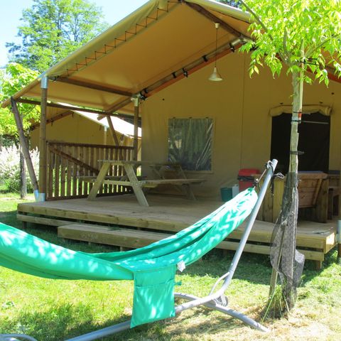 TENDA IN TELA E LEGNO 5 persone - Safari, 2 camere da letto con terrazza coperta, 38m².