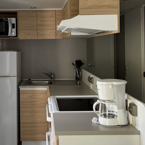 Mobilheim 6 Personen - Comfort XL | 3 Schlafz. | 6 Pers. | Erhöhte, nicht überdachte Terrasse | 2 Bäder | TV
