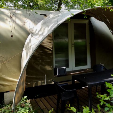 Canvas and wooden tent 4 persons - COCO, without sanitary facilities