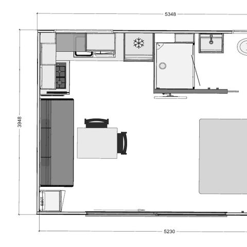 Mobile home 3 persons - Hotel 1 room (bed 160 + bench) DIM/DIM