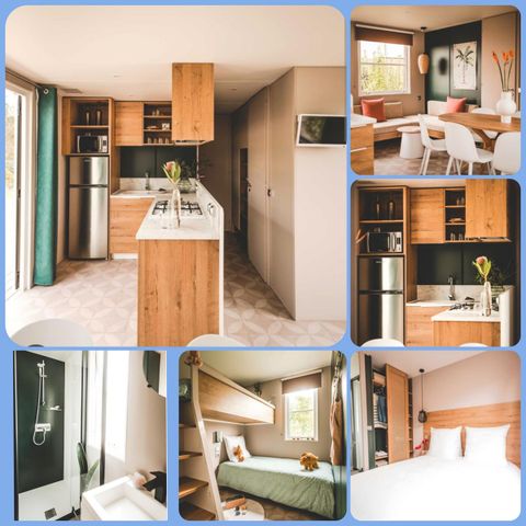 MOBILHOME 8 personnes - Mobilhome Premium 30-40m² - 3 chambres + TV + Terrasse couverte & draps jetables fournis 6/8 pers