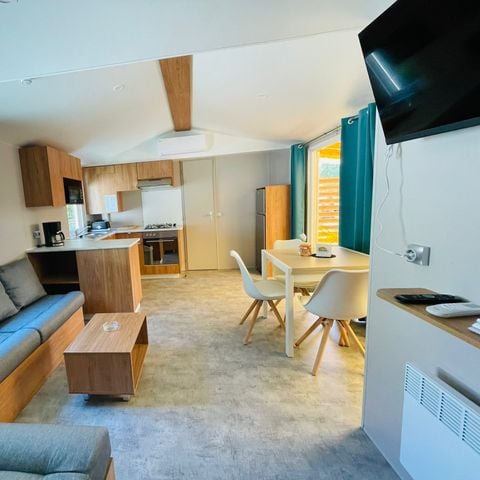 BUNGALOW 8 personnes - Mobilhome Premium 30-40m² - 3 chambres + TV + Terrasse couverte & draps jetables fournis* 6/8 pers