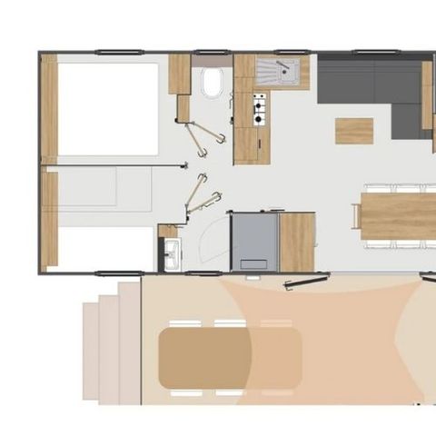 Stacaravan 8 personen - Mobile-home ROSEE**** 8 slaapplaatsen