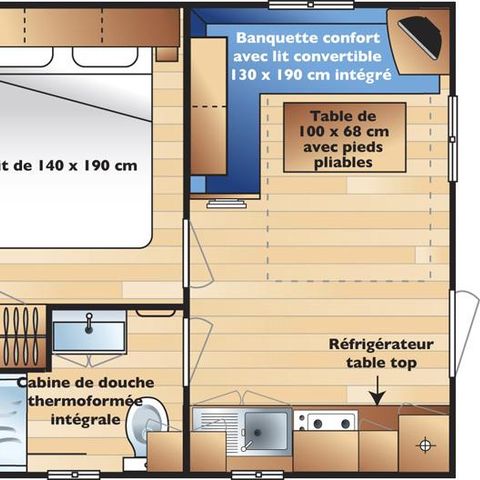 Stacaravan 2 personen - Duo (1 slaapkamer)